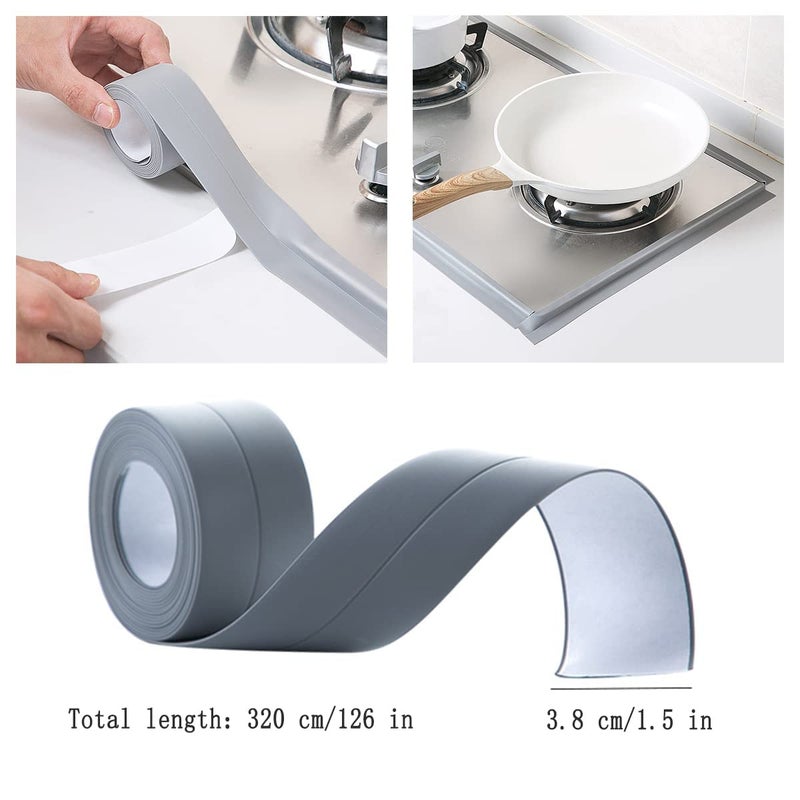NAIDEV NAIDEV 2 Rolls Tape Caulk Strip 15 Inch 087 Inch Wide PE Waterproof SelfAdhesive Tape for Bathtub Bathroom Shower Toilet Kitchen and Wall Sealing Protector grey - Image 3