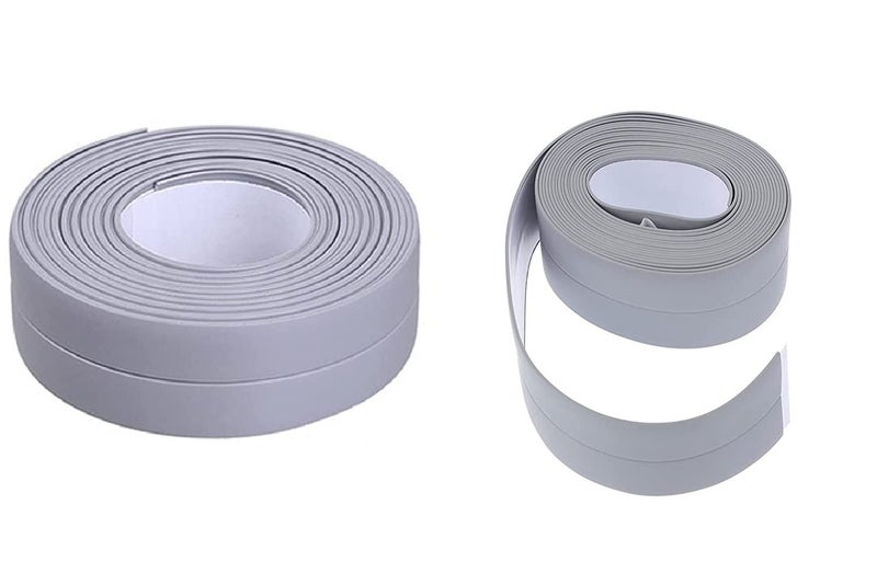 NAIDEV NAIDEV 2 Rolls Tape Caulk Strip 15 Inch 087 Inch Wide PE Waterproof SelfAdhesive Tape for Bathtub Bathroom Shower Toilet Kitchen and Wall Sealing Protector grey - Image 1
