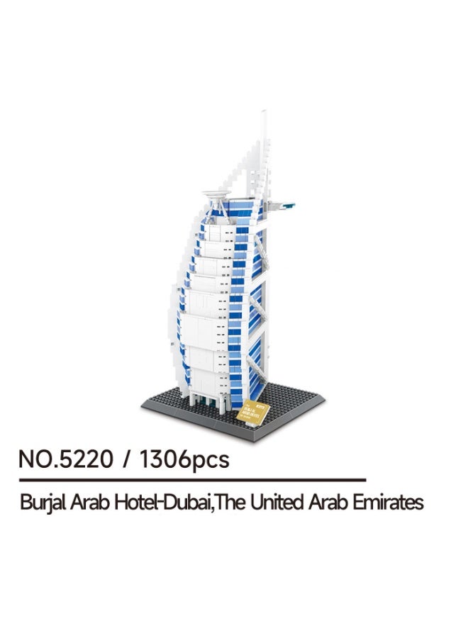 wange Burj Al Arab Hotel Dubai Building Blocks Set 5220 (Age 6+, 1306 Pieces) - Image 1