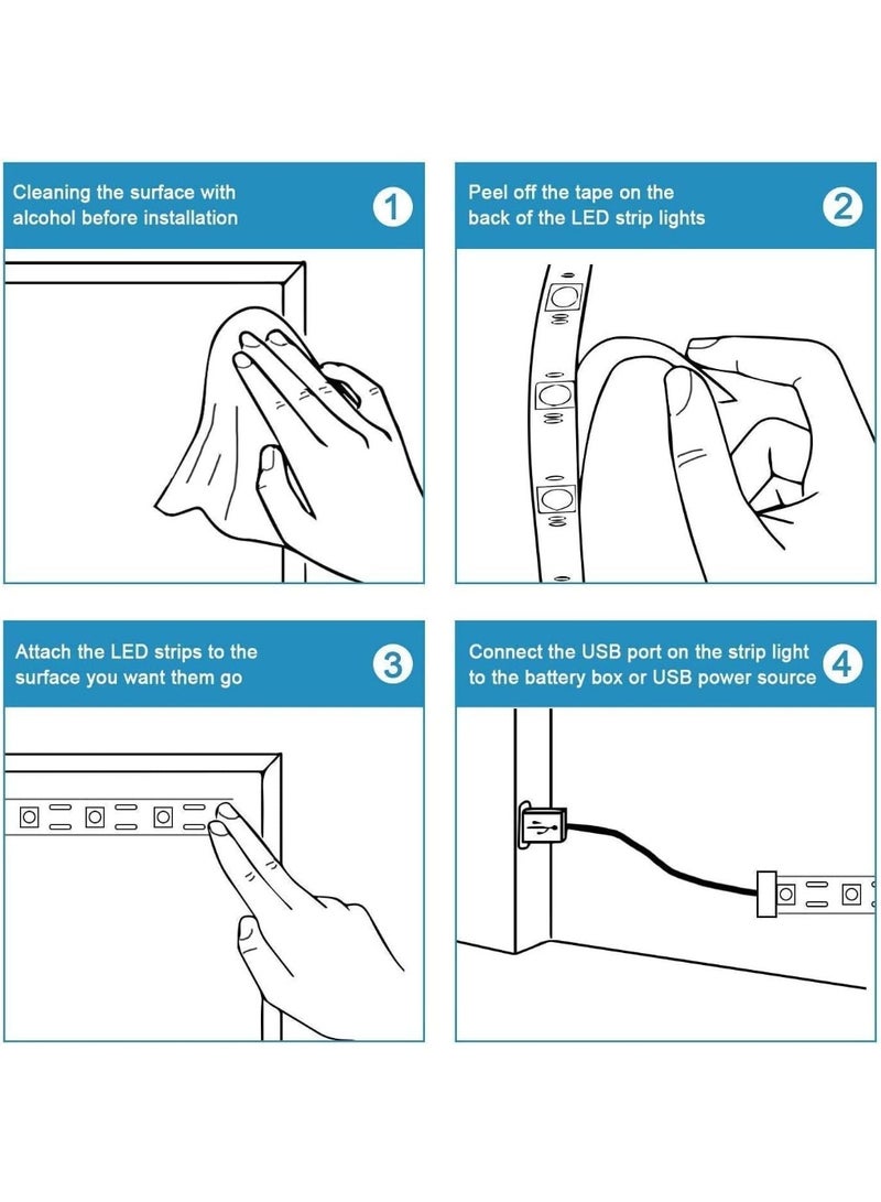 MUNTAQI LED Strip Lights 2M with Remote Control – Multicolor RGB Light Strip with USB Cable, 16 Colors & 4 Modes, Flexible LED Tape for TV, Bedroom, Party, Home Decor, Mood Lighting - Image 3