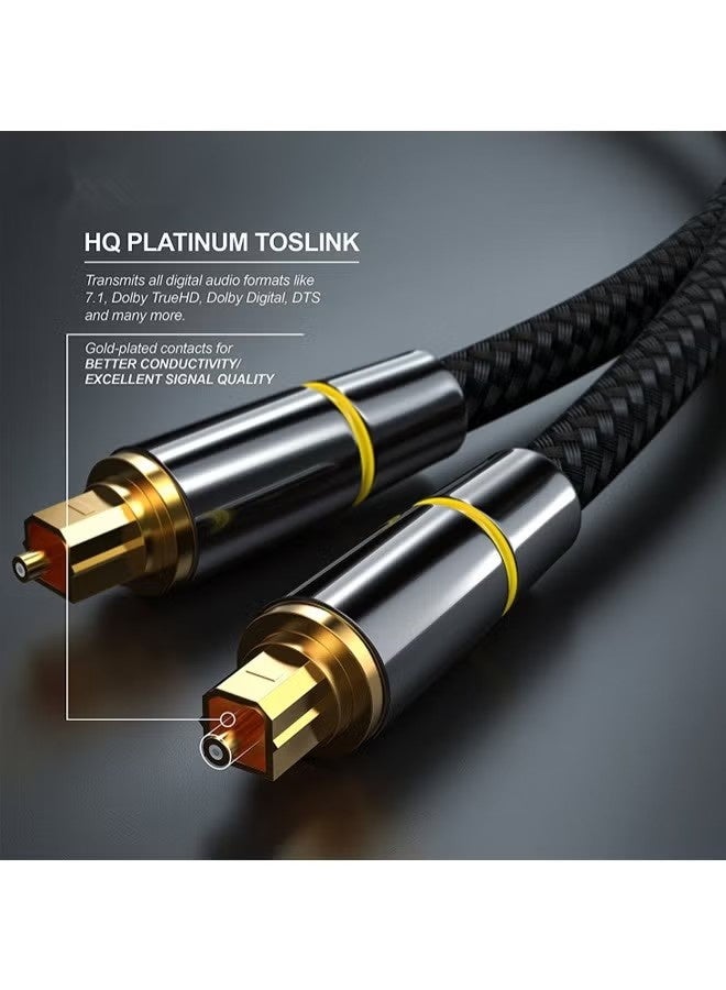 GMORO 1 Pcs Digital Optical Audio Cable, 24K Gold-Plated Nylon Braided Optical Fiber Male to Male Cable, 300 cm Digital Optical Cable for Sound Bar, TV, Playstation - Image 3