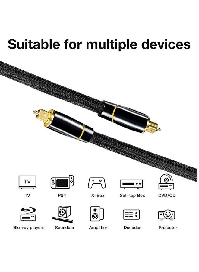 GMORO 1 Pcs Digital Optical Audio Cable, 24K Gold-Plated Nylon Braided Optical Fiber Male to Male Cable, 300 cm Digital Optical Cable for Sound Bar, TV, Playstation - Image 4