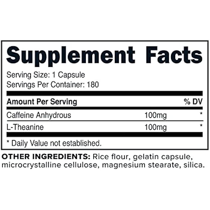 Primaforce Caffeine with L-Theanine, 100mg of Each, 180 Capsules, 180 Servings - Non-GMO, Soy Free, and Gluten Free - Image 2