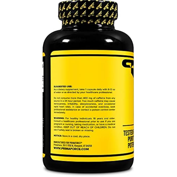 Primaforce Caffeine with L-Theanine, 100mg of Each, 180 Capsules, 180 Servings - Non-GMO, Soy Free, and Gluten Free - Image 3