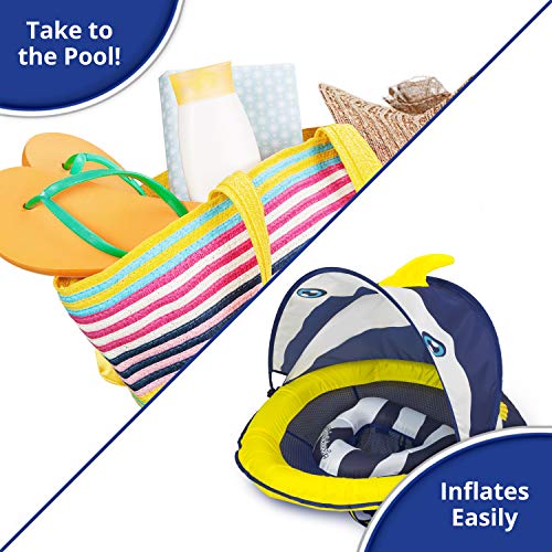 SwimSchool Deluxe Baby Float with Adjustable Canopy - 6-24 Months - Baby Swim Float with Splash & Play Activity Center Safety Seat - Navy/White - Image 4