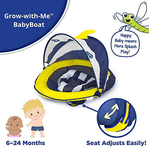 SwimSchool Deluxe Baby Float with Adjustable Canopy - 6-24 Months - Baby Swim Float with Splash & Play Activity Center Safety Seat - Navy/White - Image 2