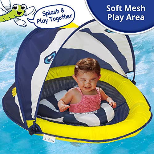 SwimSchool Deluxe Baby Float with Adjustable Canopy - 6-24 Months - Baby Swim Float with Splash & Play Activity Center Safety Seat - Navy/White - Image 5