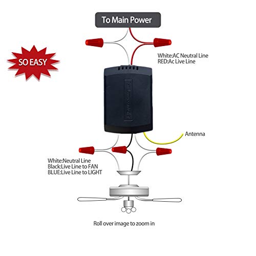 Humpptom 2 Pack Fan Remote Control Kit, Small Size Receiver Ceiling Fan Remote Control Control for Hunter/Harbor Breeze/Westinghouse/Honeywell/Other Ceiling Fan Humpptom Small Size - Image 4