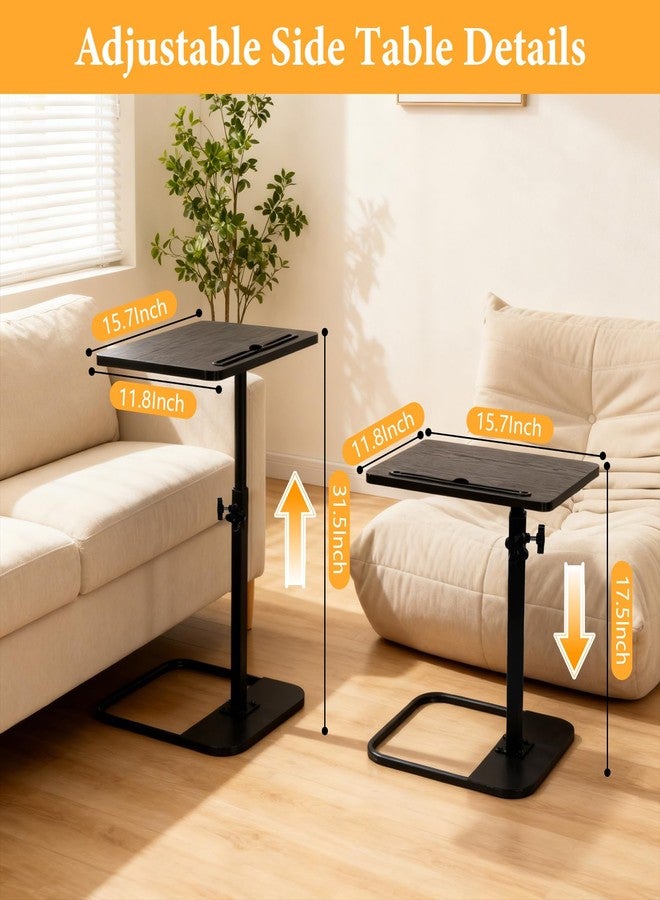 jessie Tv Tray C Table, Adjustable End Table for Couch 360° Swivel C Shaped End Table with Phone Tablet Slot for Living Room, Sofa, Bedside, Bathroom (Black) - Image 2