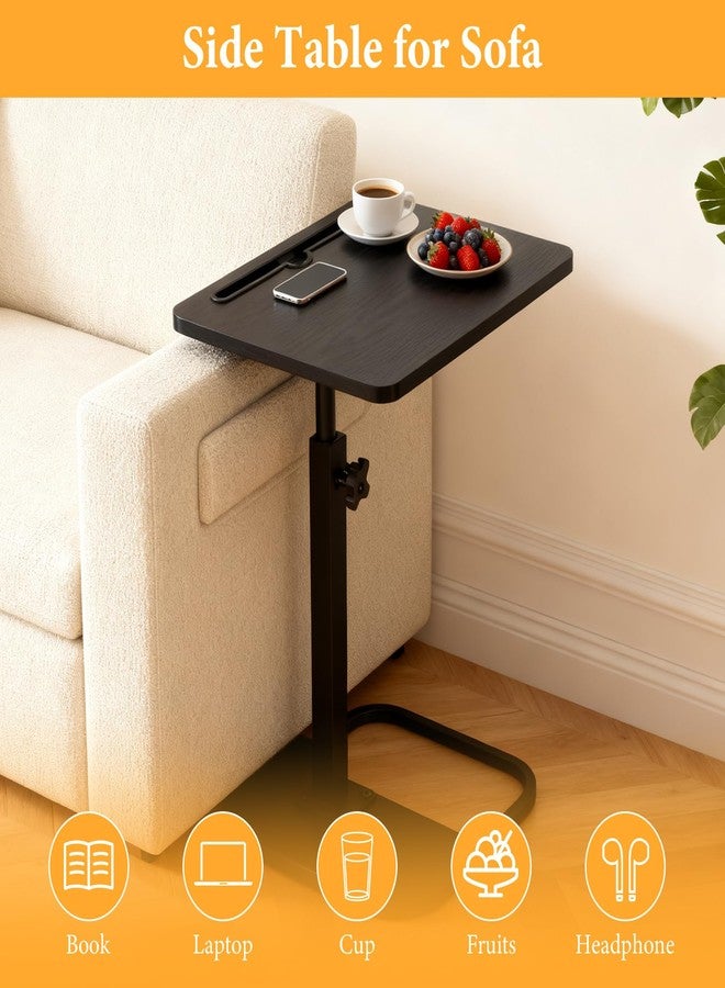 jessie Tv Tray C Table, Adjustable End Table for Couch 360° Swivel C Shaped End Table with Phone Tablet Slot for Living Room, Sofa, Bedside, Bathroom (Black) - Image 3