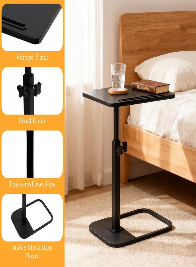 jessie Tv Tray C Table, Adjustable End Table for Couch 360° Swivel C Shaped End Table with Phone Tablet Slot for Living Room, Sofa, Bedside, Bathroom (Black) - Image 5