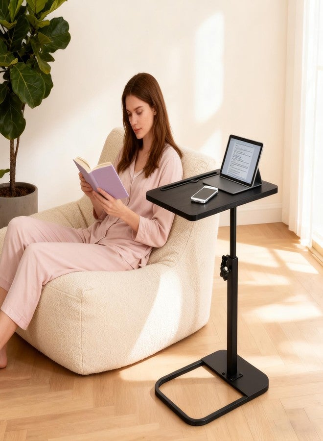 jessie Tv Tray C Table, Adjustable End Table for Couch 360° Swivel C Shaped End Table with Phone Tablet Slot for Living Room, Sofa, Bedside, Bathroom (Black) - Image 4