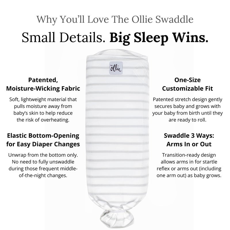 The Ollie Swaddle â€“ Adjustable Baby Swaddle for Newborns | Pediatrician-Approved for Safe Sleep | Easy Closure | Arms-Out | Lightweight, Machine-Washable | Easy Diaper Access - Image 2