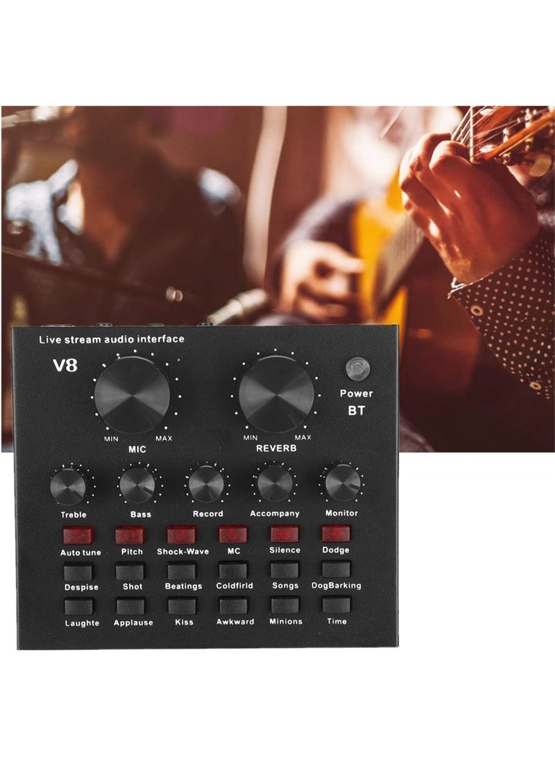 BORTONY V8 Bluetooth 5.0 Audio Mixer DJ Sound Card with 112 Sound Effects & 7 Modes for Live Streaming, Karaoke & PC Recording – Black - Image 4