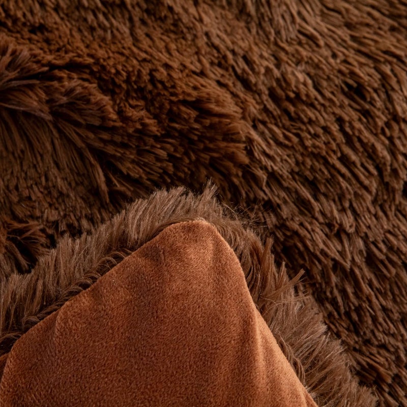 chovy Faux Fur Plush Coffee Comforter Sets King - Ultra Soft Shaggy Flannel Velvet Fluffy Fuzzy 3PC Bedding Set ï¼ˆComforter x 1 Pillowcases x 2ï¼‰ - Image 5