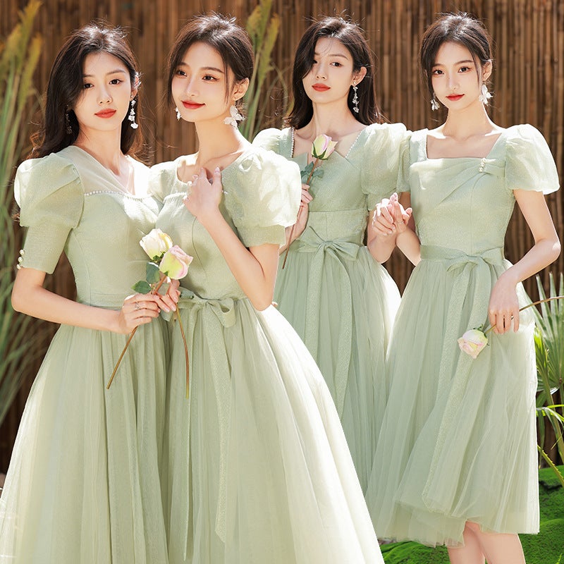 Forest-Style Bridesmaid Dresses, New Graduation Season Dresses For Female Friends, Slimming Mid-Length Dresses For Bridesmaids, 2025 Evening Dresses - Image 3