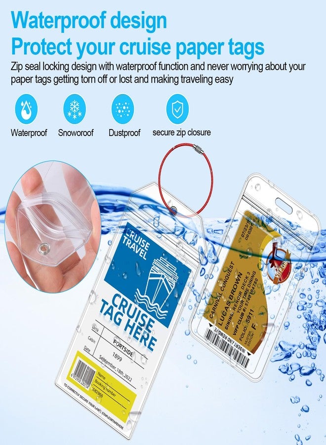 Maloun 4 Pack Cruise Luggage Tag Holder for Carnival, MSC, Costa, NCL & Princess Cruise Ships, 2 Pack Cruise Lanyard and ID Holder Suitable for Cruise Card, Clear Tags Zip Seal Reusable Cruise Trip Essential - Image 4