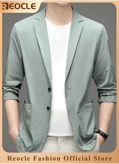 REOCLE Men's Casual Knit Blazer Business Suit Jacket Slim Fit 2 Button Lightweight Unlined Sport Coat Long-Sleeve Classic-fit Blazer  - Image 1