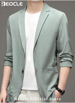 REOCLE Men's Casual Knit Blazer Business Suit Jacket Slim Fit 2 Button Lightweight Unlined Sport Coat Long-Sleeve Classic-fit Blazer  - Image 4