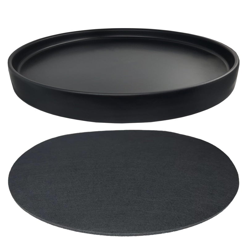 Yukfona Ceramic Plant Saucer Pot Tray 10 Inch, Planter Saucers 4 5 6 7 8 9 10 11 12 13 Inch for Indoors Outdoor, Durable Sturdy Flower Drainage drip Water Tray for Glazed Pots Base (10.7 Inch-Black) - Image 1