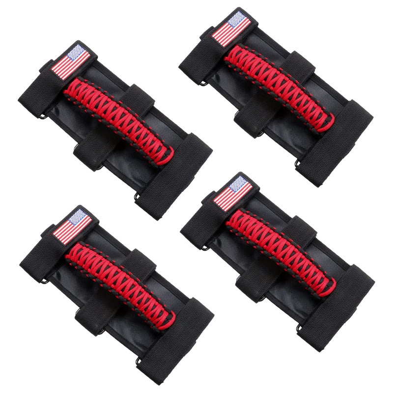BESTAOO 4 x Roll Bar Grab Handles Grip Handle for Jeep Wrangler CJ YJ TJ JK JL  Gladiator JT 19552024 Premium Paracord Upgrade Metal Buckle