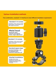 Generic Aluminum Alloy Motorcycle Bicycle Camera Mount Holder GOPRO Action Camera Fixed Seat Recording Instrument Universal Installation-Color:Rear View Mirror Base Installation  - Image 3