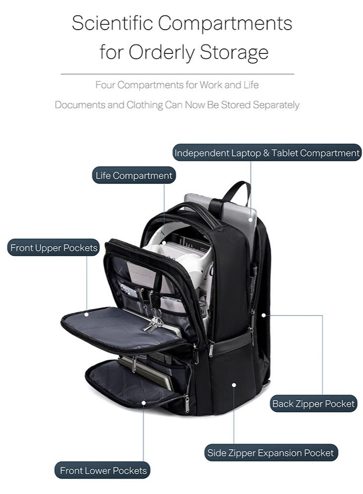 ARCTIC HUNTER Professional Business Travel Backpack, Durable College Laptop Backpack with Laptop and Tablet Compartment for Men, Black - Image 4