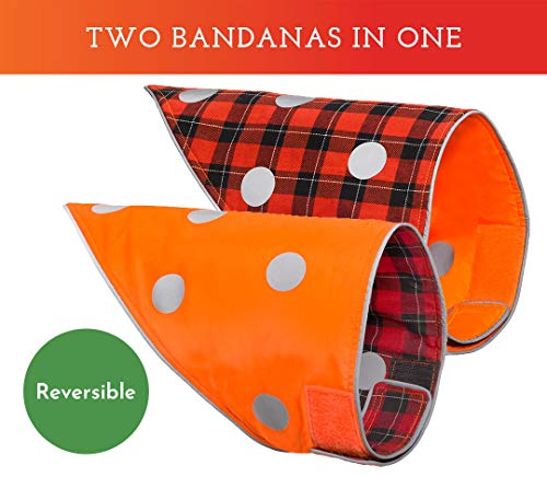 SPOT THE DOG! Reflective Dog Bandanas - Reversible High Visibility Safety Dog Accessories, Dog Collar, Fluorescent Dog Apparel for Walking, Hiking and Camping, Hunting (Blaze Orange, Red Plaid, XS-S) - Image 5