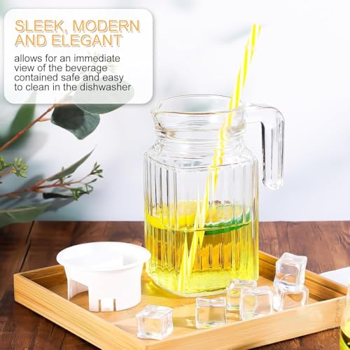 NVRA Premium 500ML Glass Water Jug Pitcher with Plastic Lid, Fridge Jug with Handle, Practical Juice Containers Easy to Use Milk Jug, Iced Tea, Cocktails, Water, Beverages (0.5L Lining Jug) - Image 4