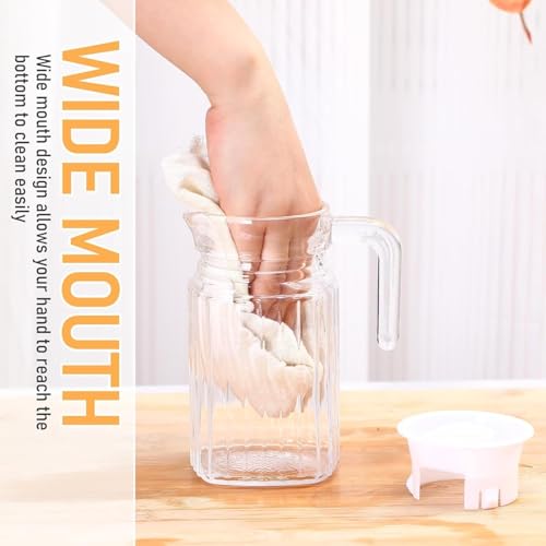 NVRA Premium 500ML Glass Water Jug Pitcher with Plastic Lid, Fridge Jug with Handle, Practical Juice Containers Easy to Use Milk Jug, Iced Tea, Cocktails, Water, Beverages (0.5L Lining Jug) - Image 5