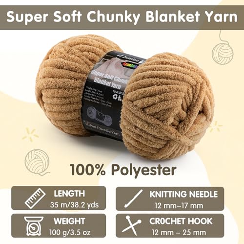 Lpalats 2-Pack Super Soft Chunky Yarn for Crocheting Blankets - 7oz/76.4yd Total, Thick & Plush Chenille Yarn for Quick Baby Projects, Amigurumi, Scarves, Violet - Image 2