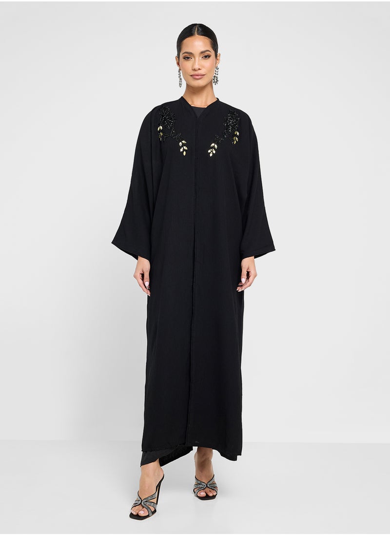 hayas closet Embroidered Abaya with Sheila  - Image 5