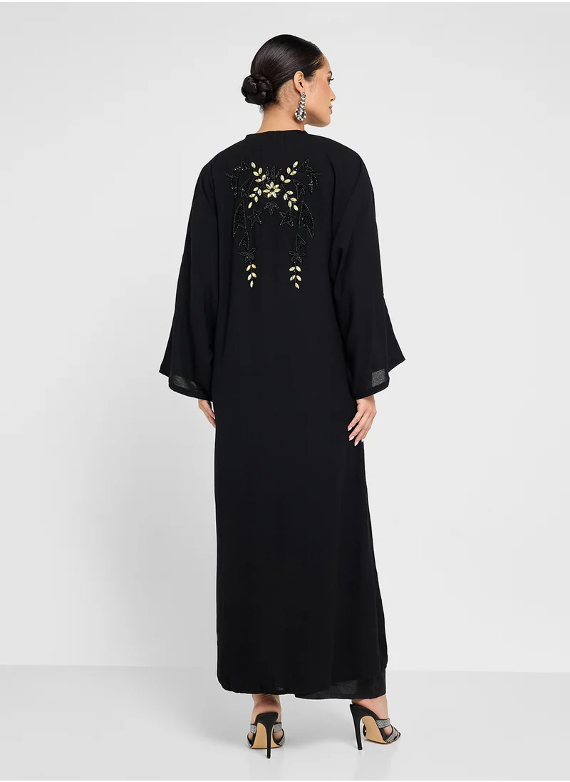 هيا كلوزيت Embroidered Abaya with Sheila
