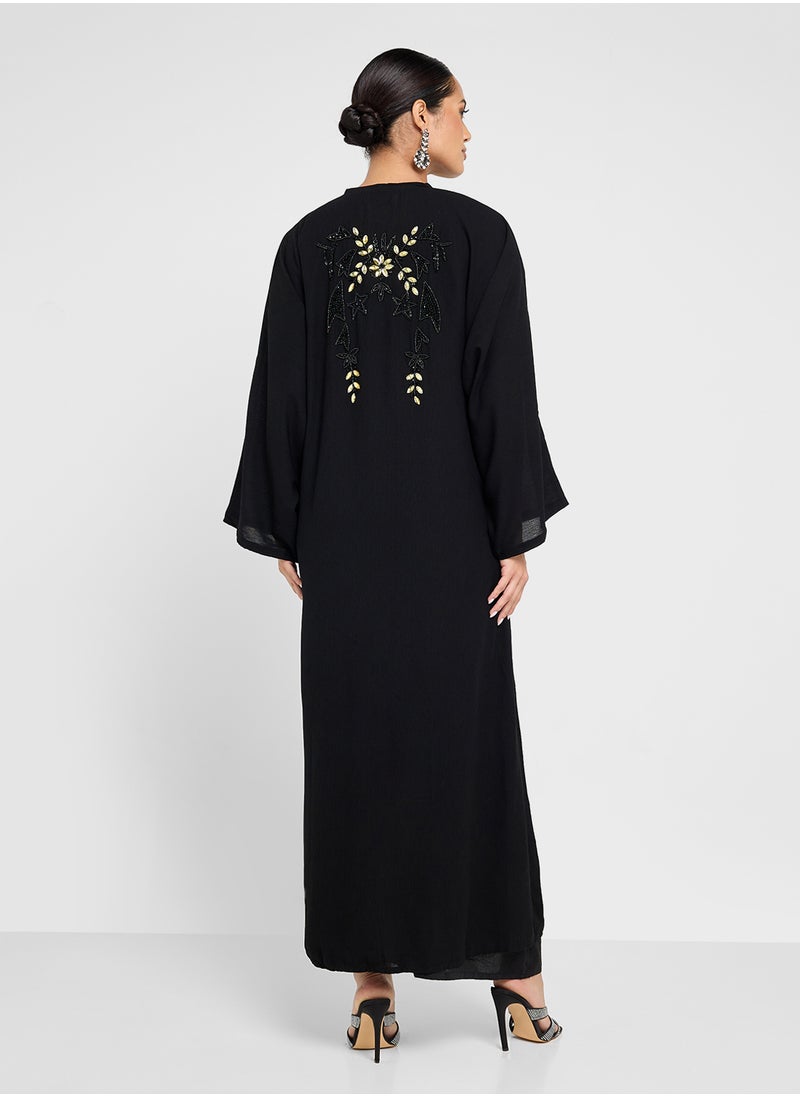 hayas closet Embroidered Abaya with Sheila  - Image 2