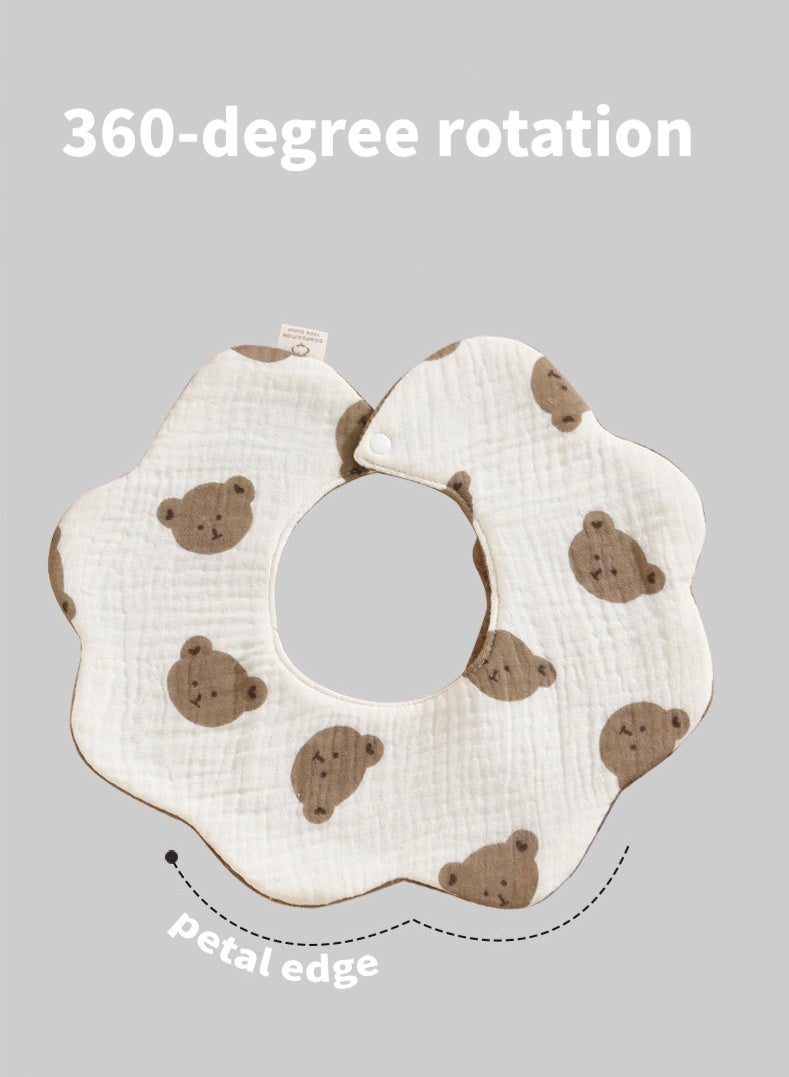 Jourvent 5-Pack Flower Baby Bibs for Girls & Boys - 360° Rotatable Muslin Drool Bibs, Ultra Soft & Absorbent Cotton with Waterproof Layer, Stylish Reversible Bandana Bibs for Teething - Image 4