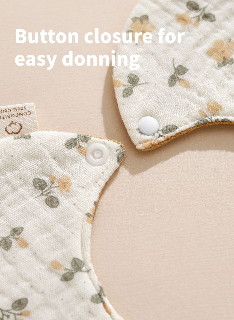Jourvent 5-Pack Flower Baby Bibs for Girls & Boys - 360° Rotatable Muslin Drool Bibs, Ultra Soft & Absorbent Cotton with Waterproof Layer, Stylish Reversible Bandana Bibs for Teething - Image 5