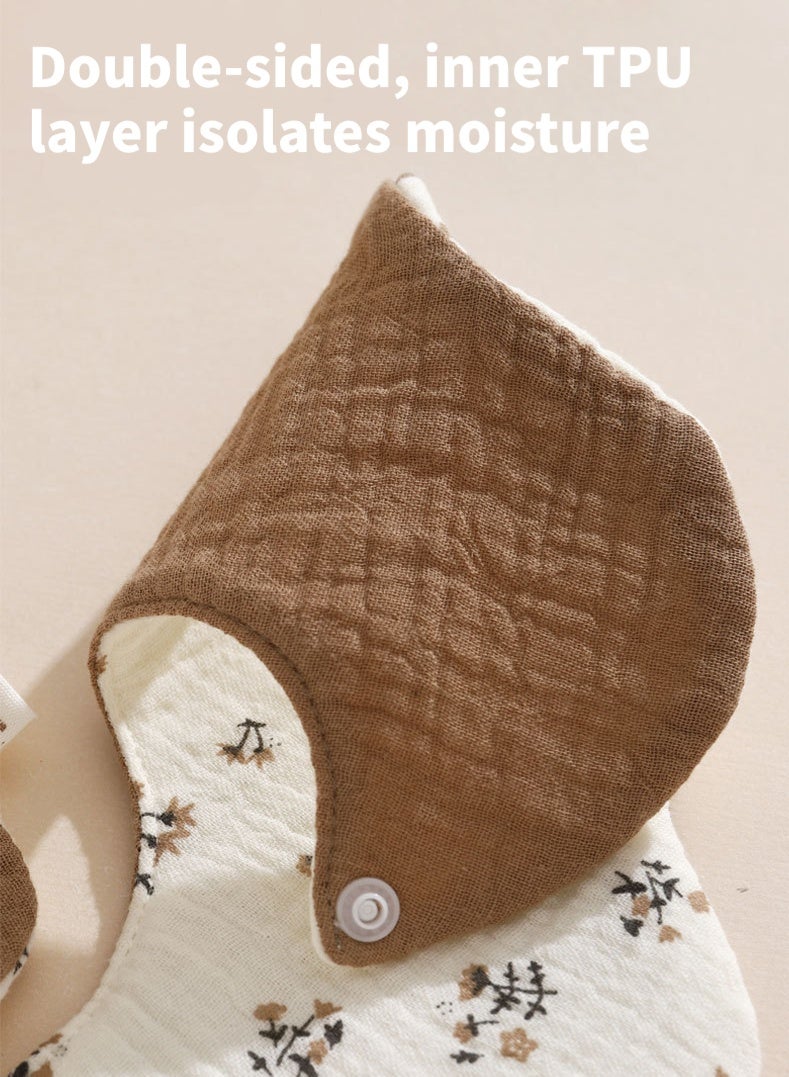 Jourvent 5-Pack Flower Baby Bibs for Girls & Boys - 360° Rotatable Muslin Drool Bibs, Ultra Soft & Absorbent Cotton with Waterproof Layer, Stylish Reversible Bandana Bibs for Teething - Image 3