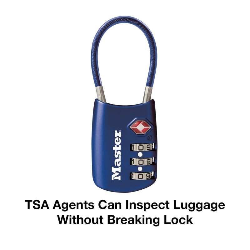 Master Lock Master Lock Blue Set Your Own Combination TSA Approved Luggage Lock, Travel Zipper Padlock is Perfect for Suitcases, Bags, or Backpacks, 4688D  - Image 3