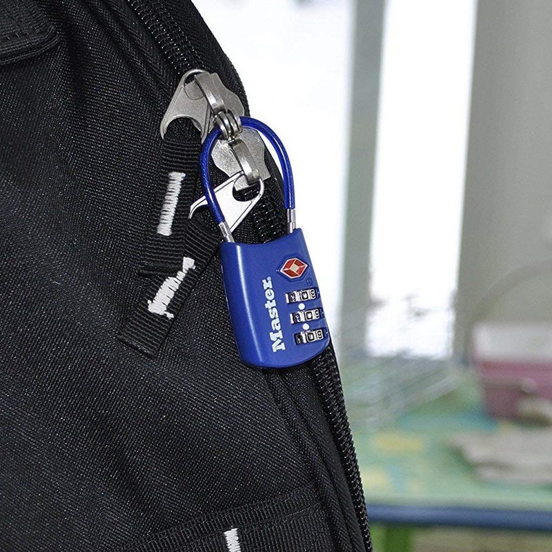 Master Lock Master Lock Blue Set Your Own Combination TSA Approved Luggage Lock, Travel Zipper Padlock is Perfect for Suitcases, Bags, or Backpacks, 4688D  - Image 2