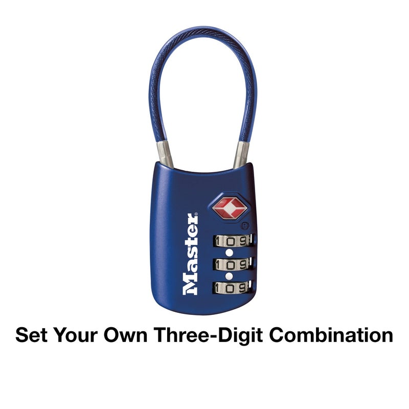 Master Lock Master Lock Blue Set Your Own Combination TSA Approved Luggage Lock, Travel Zipper Padlock is Perfect for Suitcases, Bags, or Backpacks, 4688D  - Image 5