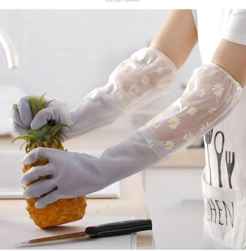 MsAnya 3 Pcs Rubber Dishwashing Cleaning Gloves - Waterproof, Reusable Long Kitchen Gloves, Latex-Free Household Gloves for Laundry, Cleaning, Working, Gardening - Image 3