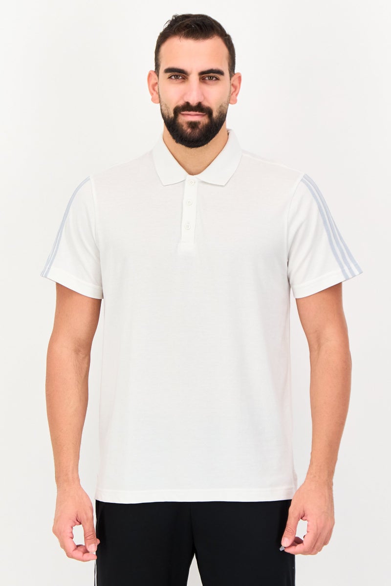 Adidas Men Sportswear Fit Short Sleeve Outdoor Polo Shirt, White - Image 1