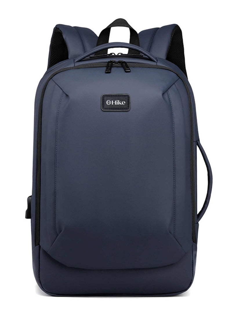 هايك Durable Polyester Backpack Water Resistant Two Way Loader 17-inch Daypack with Built in USB Port for Men and Women, HK2104- Blue - Image 2