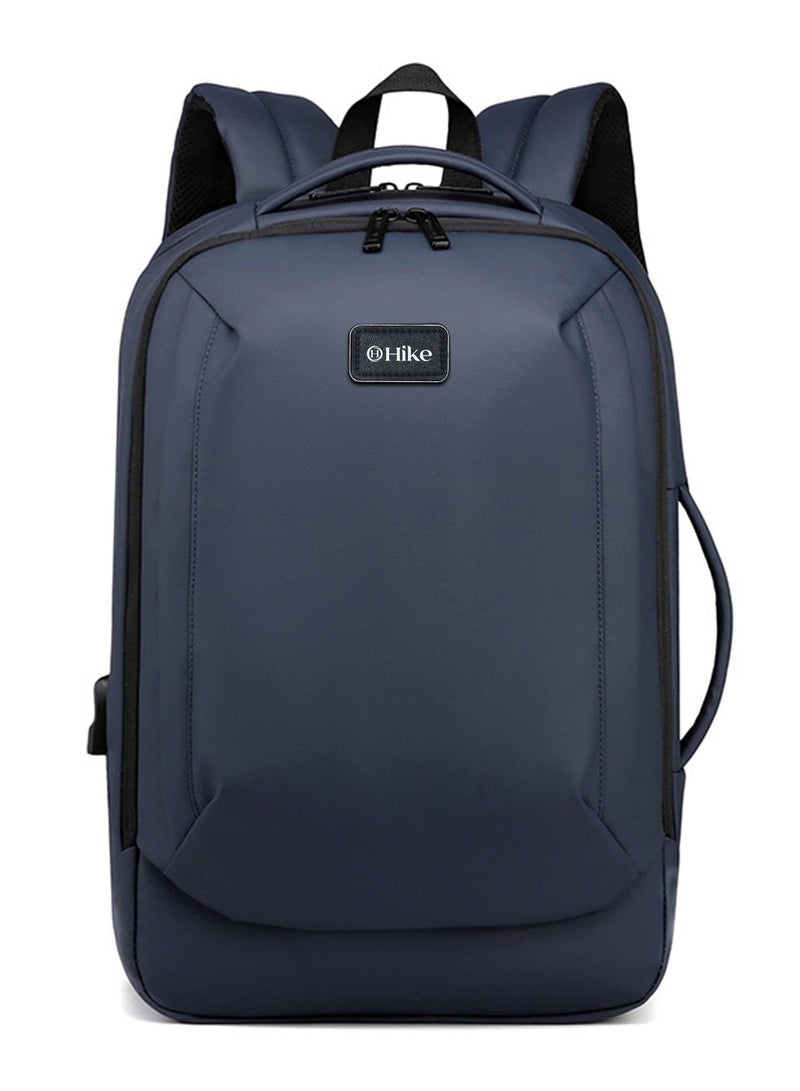 هايك Durable Polyester Backpack Water Resistant Two Way Loader 17-inch Daypack with Built in USB Port for Men and Women, HK2104- Blue - Image 3