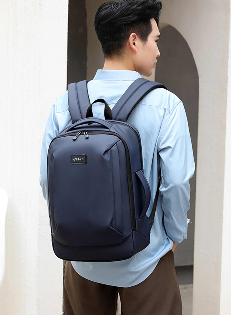 هايك Durable Polyester Backpack Water Resistant Two Way Loader 17-inch Daypack with Built in USB Port for Men and Women, HK2104- Blue - Image 2