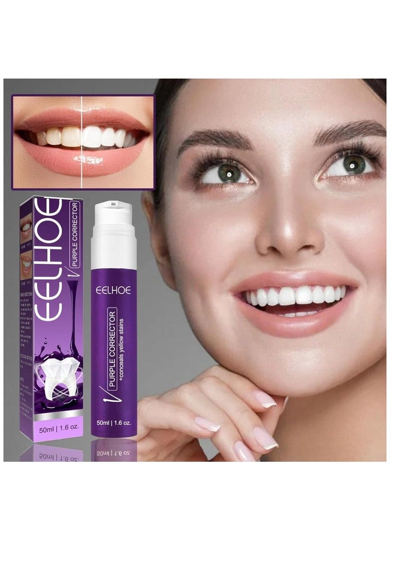 إيلهو مصحح أرجواني 50 مل، معجون أسنان لتبييض الأسنان، تنظيف الأسنان الصفراء، مصحح اللون وإزالة البقع بشكل فعال، العناية بصحة الفم - Image 2