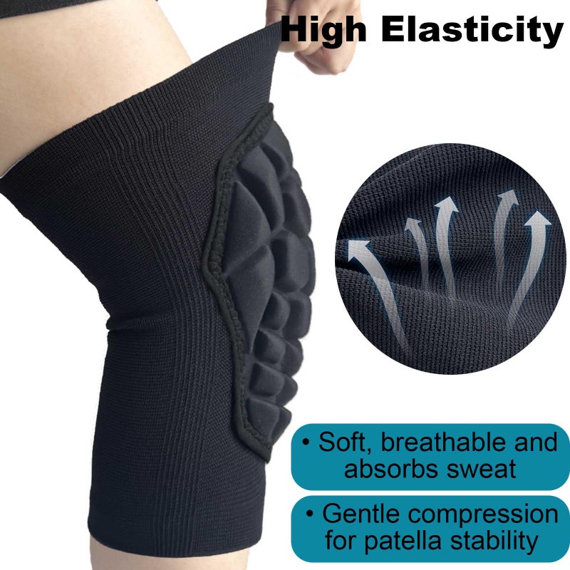 JYBTAA Men Women Knee Pads for Wrestling Volleyball Soccer, Flexible Lightweight Kneepads with Comfortable Foam Padding for Pole Dance Yoga Mountain Bike Skateboard, Youth Knee Pad for Sports & Work, Black M - Image 4