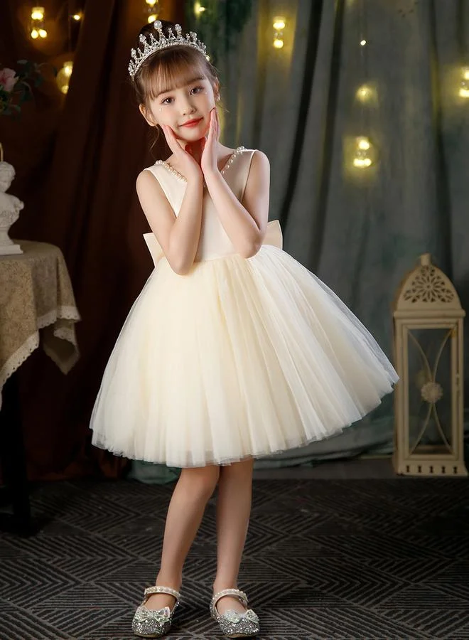 تايك تو Faux Pearl Embellished Mesh Insert Dress by Styli