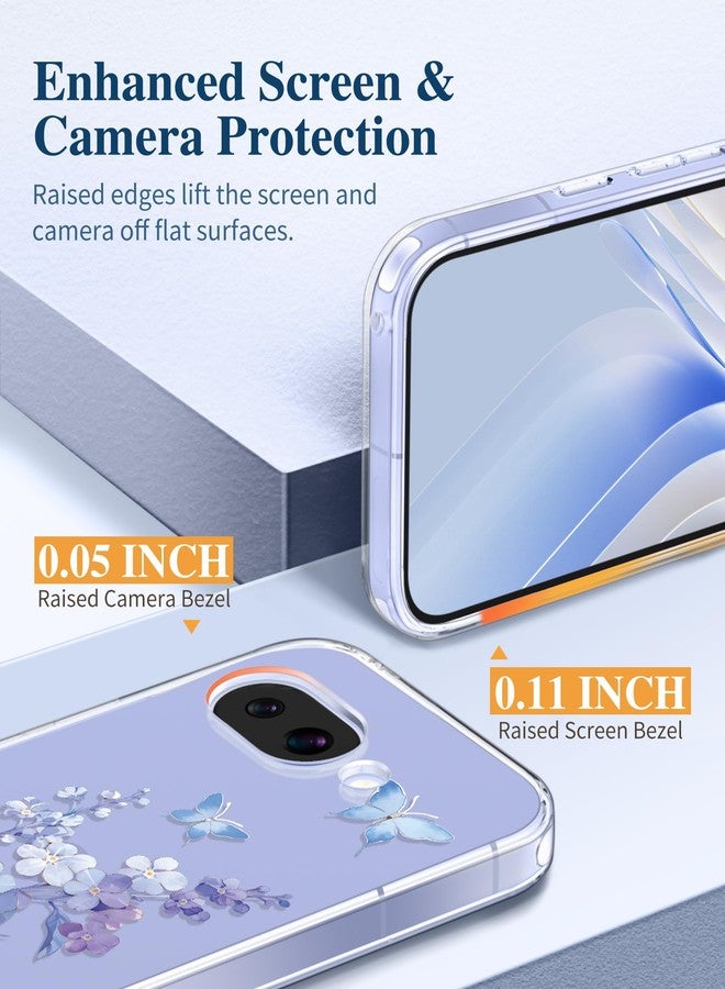 GVIEWIN for Google Pixel 9a Case, [Screen Protector] [Military Grade Protection] Clear Floral Slim Shockproof Protective Women Phone Case Cover for Pixel 9a (Syringa/Purple) - Image 5