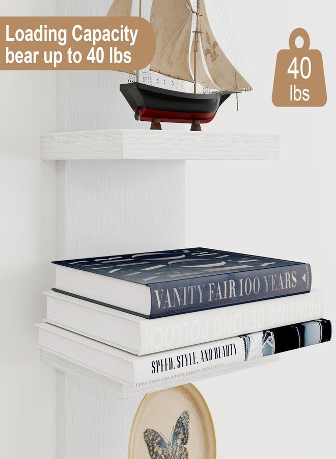 Fun Memories 5 Tier Wall Shelf Unit, White Floating Shelves for Storage - Vertical Column Tower Design, Lack Wall Shelf Space Saving Organizer for Bedroom, Living Room, Home Decor - Image 4